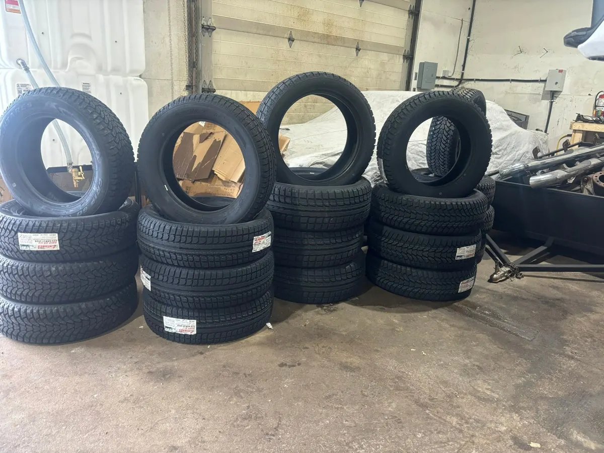 Stacks of new winter tires in stock at AutoNorth