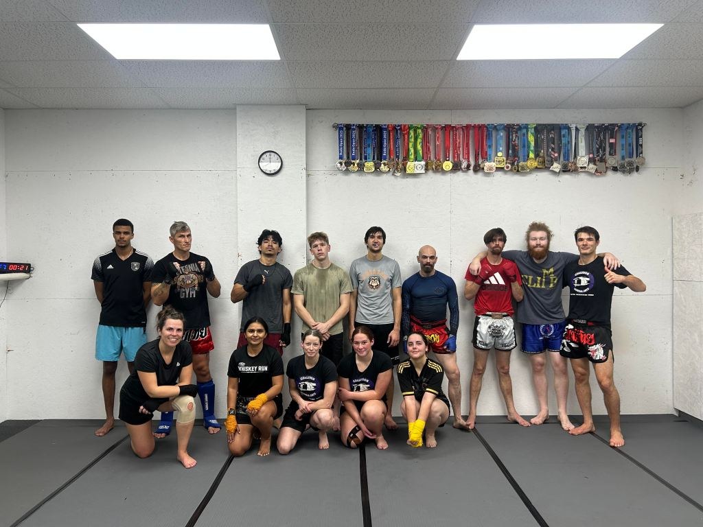 An adult Muay Thai class at Coalition Martial Arts in North Bay