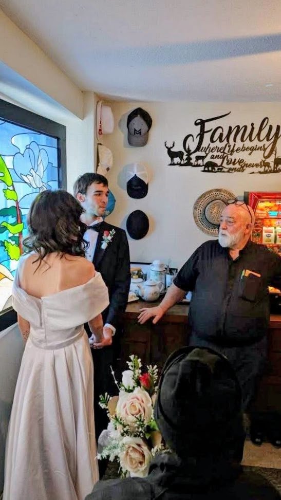 David Lock officiating a wedding at the Heart to Heart Celebrations chapel